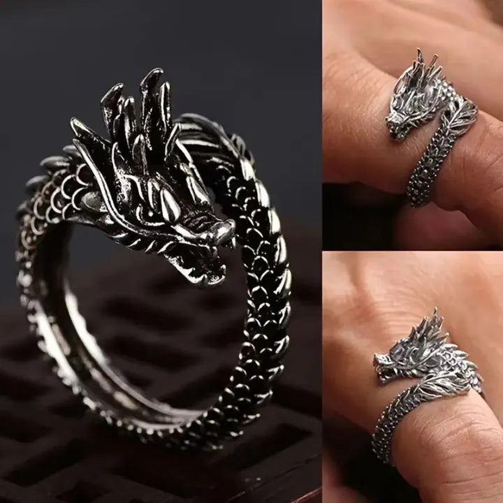 Elegant Dragon Design Alloy Ring, Unisex, Suitable for Gift | Single Ring Style